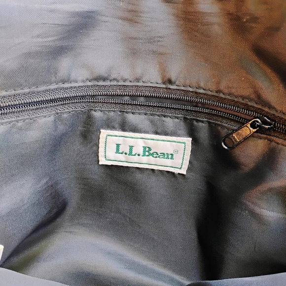 Vintage L.L. Bean Small Backpack Black Leather Nylon Travel Boho Zip-Up Casual - Picture 11 of 15